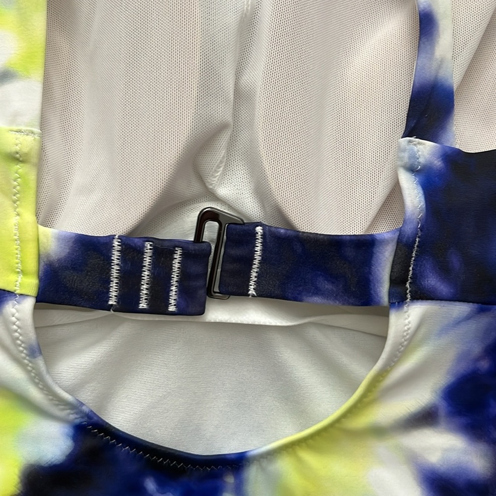 Athleta Women's Blue and Yellow Tie-Dye swim Tank Top - Picture 4 of 7